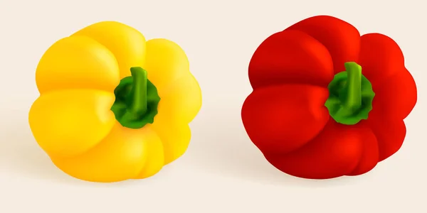 Capsicum ovanifrån paprika isolerad. Sött papper, ungerskt pepparsnitt och hela. Capsicum habanero vektor illustration. — Stock vektor