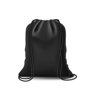 Çanta modelleme şablonu. Boş çantalar, spor olsun diye sırt çantası okul kıyafeti ve ayakkabılar. Vektör gerçekçi maketi.