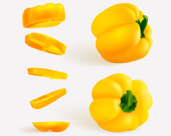 Pimienta húngara, pimiento dulce realista. Capsicum habanero colorido pimentón aislado sobre fondo claro. — Archivo Imágenes Vectoriales