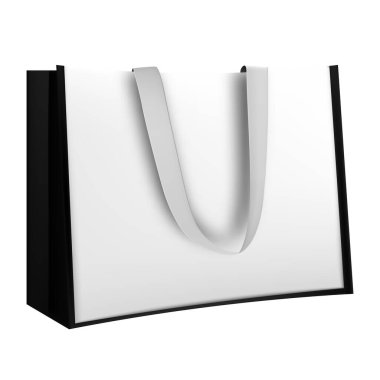 Alışveriş çantası tasarımı. Siyah ve beyaz alışveriş çantaları kimlik düzenleme ögesi şablonu şeffaf arkaplan.