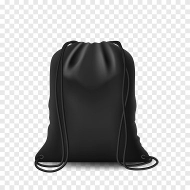 Sırt çantalı siyah çanta. Beyaz arkaplandaki çizgili tel izole kese. Çantalı boş şablon, vektör modeliName.