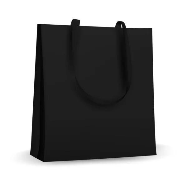 Mockup saco de algodão, saco de tote têxtil para compras mockup. Ilustração vetorial isolada sobre fundo branco. — Vetor de Stock