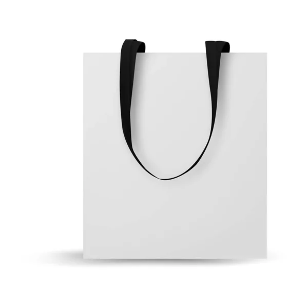 Mockup saco de algodão, saco de tote têxtil para compras mockup. Ilustração vetorial isolada sobre fundo branco. — Vetor de Stock