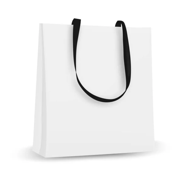 Shopping Bag Design. Schwarz-weiße Einkaufstaschen Identität Attrappe Artikel Vorlage transparenten Hintergrund. — Stockvektor