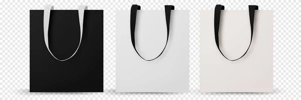 Bolsa de algodón maqueta, bolsa de tela para hacer compras maqueta. Ilustración vectorial aislada sobre fondo blanco. — Vector de stock