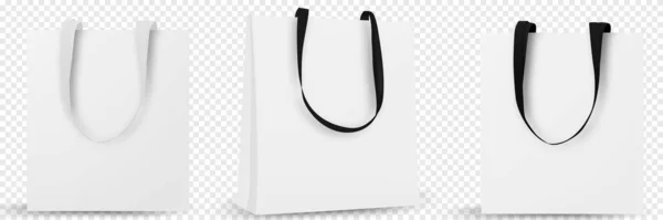 Mockup saco de algodão, saco de tote têxtil para compras mockup. Ilustração vetorial isolada sobre fundo branco. — Vetor de Stock