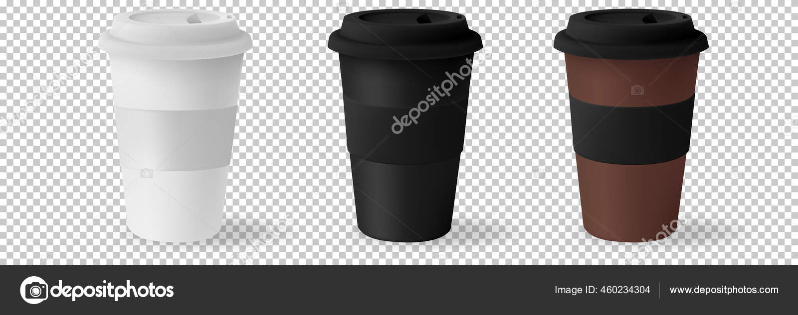 Download Mockup Coffee Cup Blank Paper Mug For Hot Coffee With Black Lid Isolated On White Background Packaging Template Mockup Collection With Clipping Path White Blank Large Medium And Small Takeaway Vector