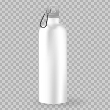 Parlak metal karıştırıcı Whey Protein ve Gainer. Vektör İllüstrasyonu beyaz arkaplanda izole edildi. Grafikler için paketleme modelinin tasarım şablonu.