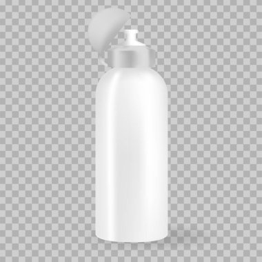 Spor paslanmaz şişe beyaz ve siyah boş parlak metal karıştırıcı spor beslenme ikonu beyaz arka planda yakın plan seti. Grafikler için ambalaj modelinin tasarım şablonu.