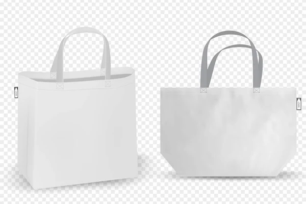 Compras RPET saco de algodão, preto e branco sacolas de compras identidade mock-up itens modelo transparente fundo. — Vetor de Stock