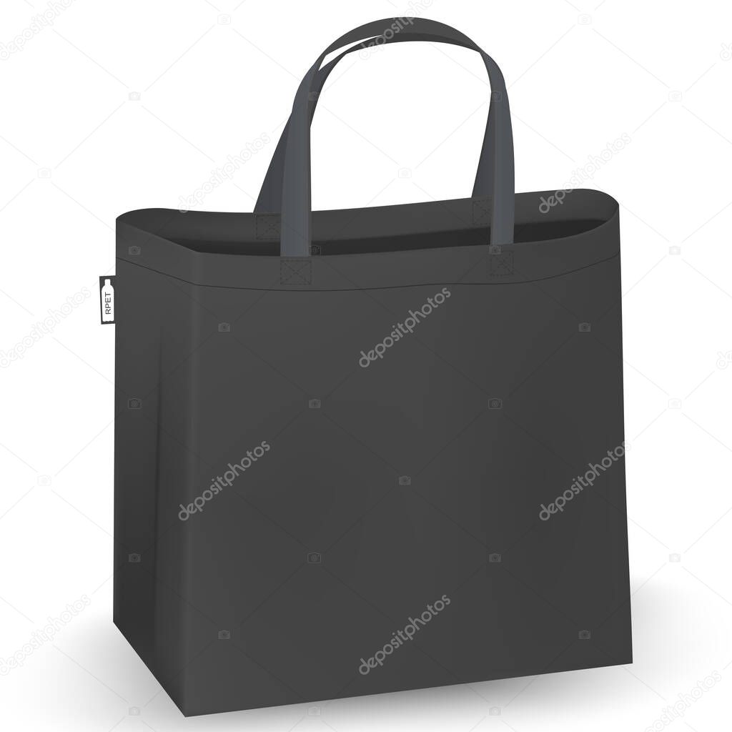 Shopping bag, White recycle RPET bag identity mock-up items template transparent background. Textile tote bag for shopping mockup.