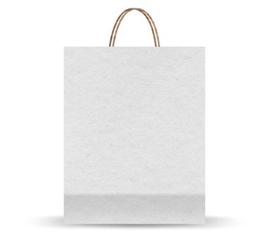 Kese kağıdı şablonu. Kahverengi gerçekçi kese kağıdı. Perakende satın alma paketinin ön ve yan görünümü - boş alan ve ip saplı boş model.