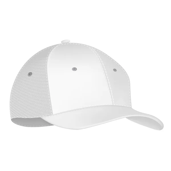 Vector baseball cap front and side view. Mockup isolated on transparent background. Uniform cap with front, back and right side view. Isolated vector illustrations set on white background. — Stock Vector