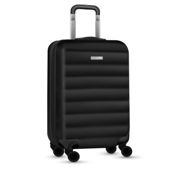 Çanta seyahati. Gümüş seyahat plastik bavulu ya da beyaz arka planda izole edilmiş bagaj çantası koleksiyonu. Yaz tatili ve iş seyahati konseptini kopyala.