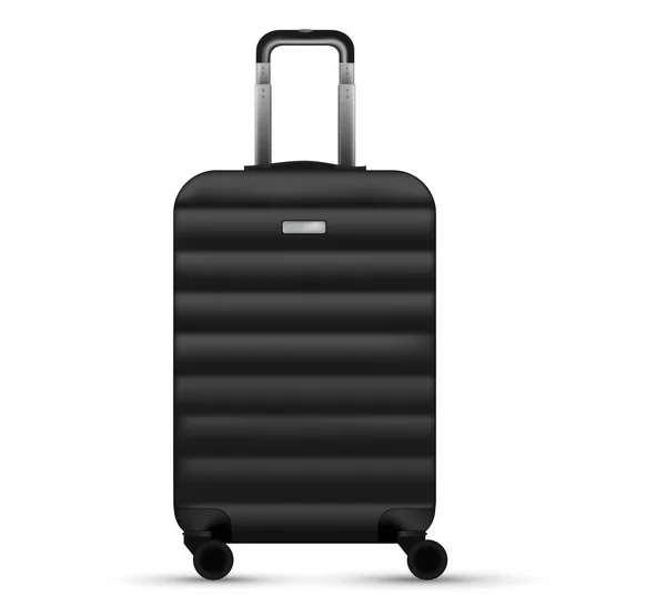 Maleta de viaje aislada. Set de equipaje de plástico plateado o bolsa de equipaje de vacaciones sobre fondo blanco. Diseño del concepto de vacaciones de verano. — Vector de stock