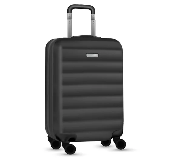 Maleta de viaje aislada. Set de equipaje de plástico plateado o bolsa de equipaje de vacaciones sobre fondo blanco. Diseño del concepto de vacaciones de verano. — Vector de stock