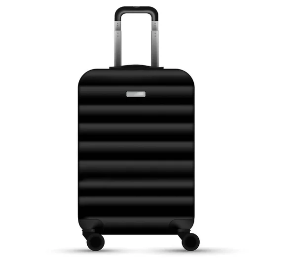 Bagages isolés. Ensemble de valise de voyage en plastique argenté ou sac de vacances sur fond blanc. Vacances d'été et concept de publicité produit. — Image vectorielle