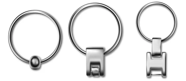 Chaveiro de couro, chaveiro de bugiganga. Keyholder e breloque ilustração. Porta-chaves isolados sobre fundo branco. Acessório em branco. — Vetor de Stock