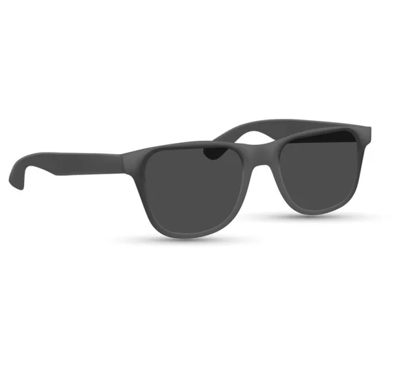 Sonnenbrille Modell, schwarze Sonnenbrille, Herrenbrille Silhouette und Retro-Brillen-Attrappe. Vereinzelt auf weißem Hintergrund. Vektorillustration. — Stockvektor