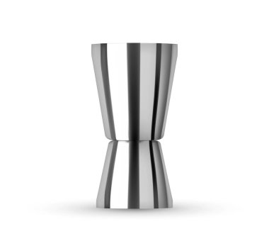 Kokteyl karıştırıcıları. Barmenlik ekipmanları beyaz arka planda izole edilmiş gerçekçi bir model. Boston, Cobbler Shaker, Parisli, Teneke ve Speedshaker.