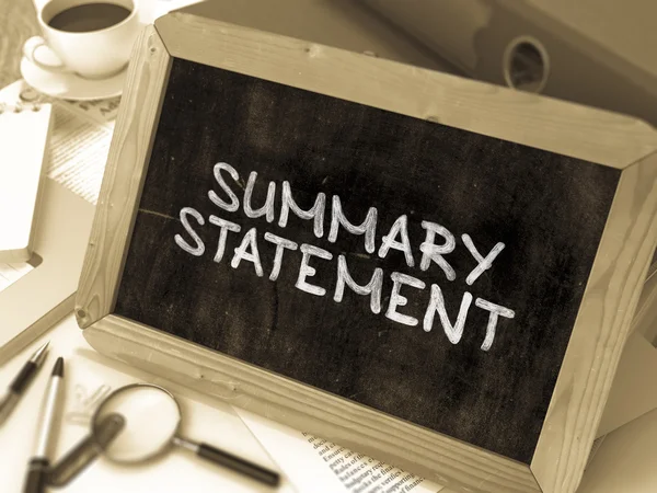 Summary Statement Handwritten by White Chalk on a Blackboard. — Stock Photo, Image