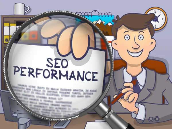 Seo Performance through Lens. Doodle Concept. — Stockfoto