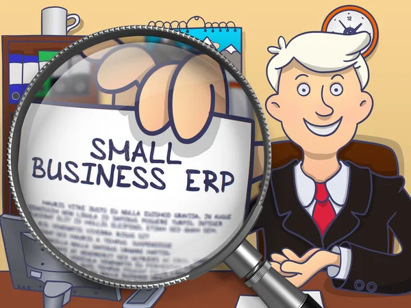 Small Business Erp through Lens. Doodle Design. — Stock Photo, Image