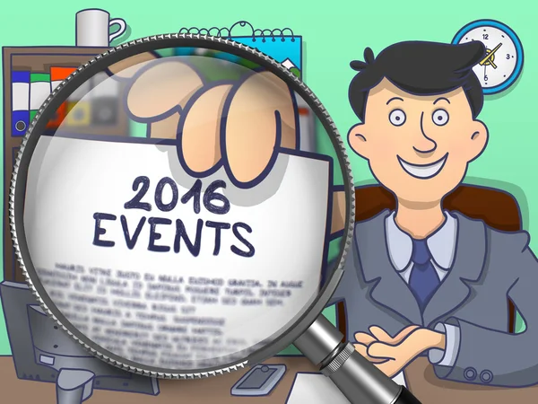2016 händelser via förstoringsglaset. Doodle Style. — Stockfoto