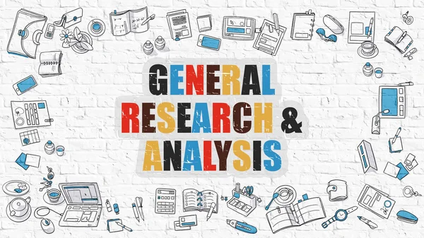 General Research and Analysis Concept with Doodle Design Icons. — Stock Photo, Image