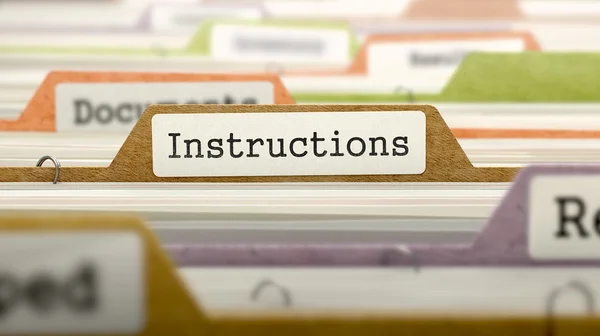 Folder in Catalog Marked as Instructions. — Stock Photo, Image