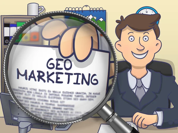 Geo marketing a nagyító. Doodle design. — Stock Fotó