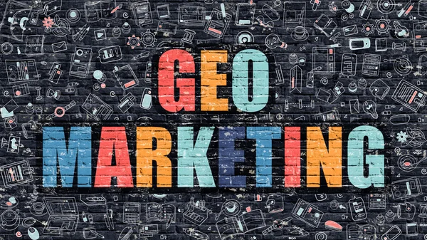 Concepto de Geo Marketing con Iconos de Diseño de Doodle . —  Fotos de Stock