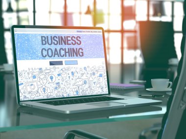 Laptop Screen with Business Coaching Concept.