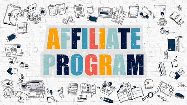 Affiliate programma in Multicolor. Doodle Design. — Stockfoto