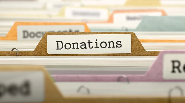 Donations on Business Folder in Catalog. — Zdjęcie stockowe