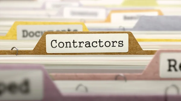 Contractors Concept on File Label. — 스톡 사진