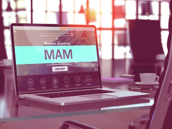 Laptop Screen with MAM Concept. — ストック写真