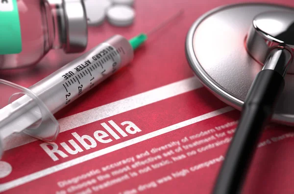 Rubella - Printed Diagnosis on Red Background. — Stockfoto