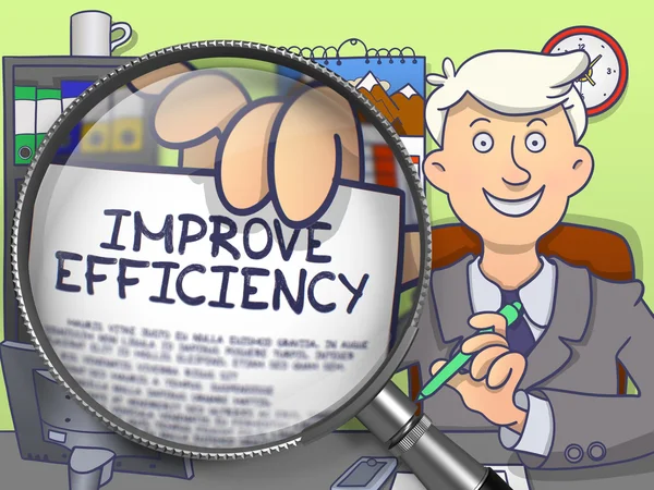 Improve Efficiency through Magnifying Glass. Doodle Style. — Stockfoto