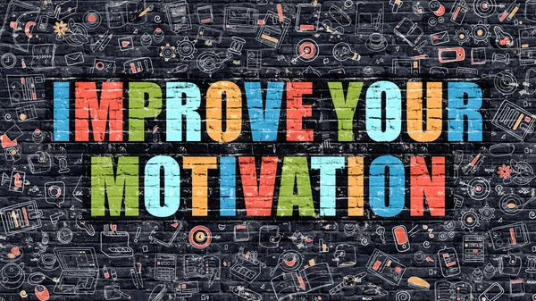 Multicolor Improve Your Motivation on Dark Brickwall. — 图库照片