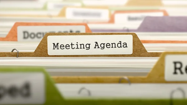 Meeting agenda concept op folder register. — Stockfoto