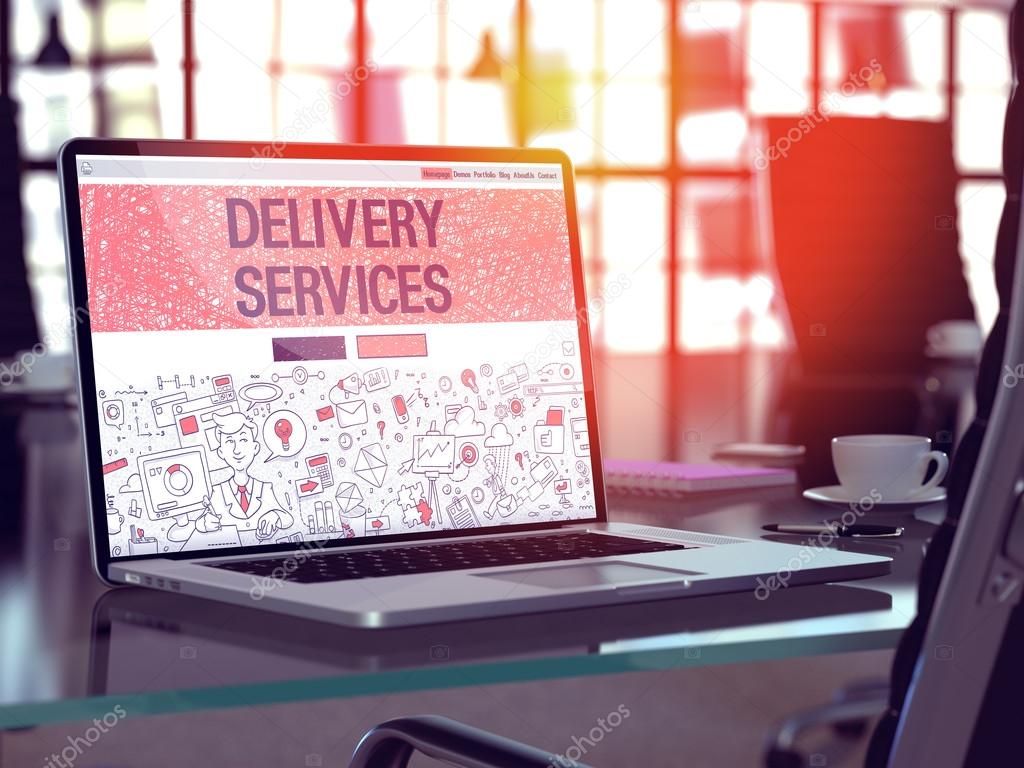 Delivery Services - Concept on Laptop Screen.