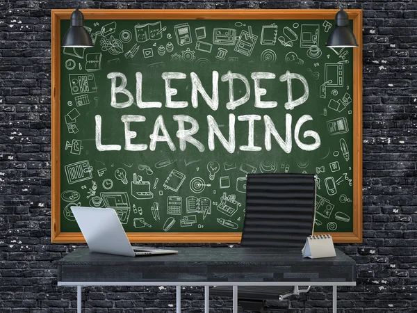 Blended Learning on Chalkboard in the Office. — Stok fotoğraf