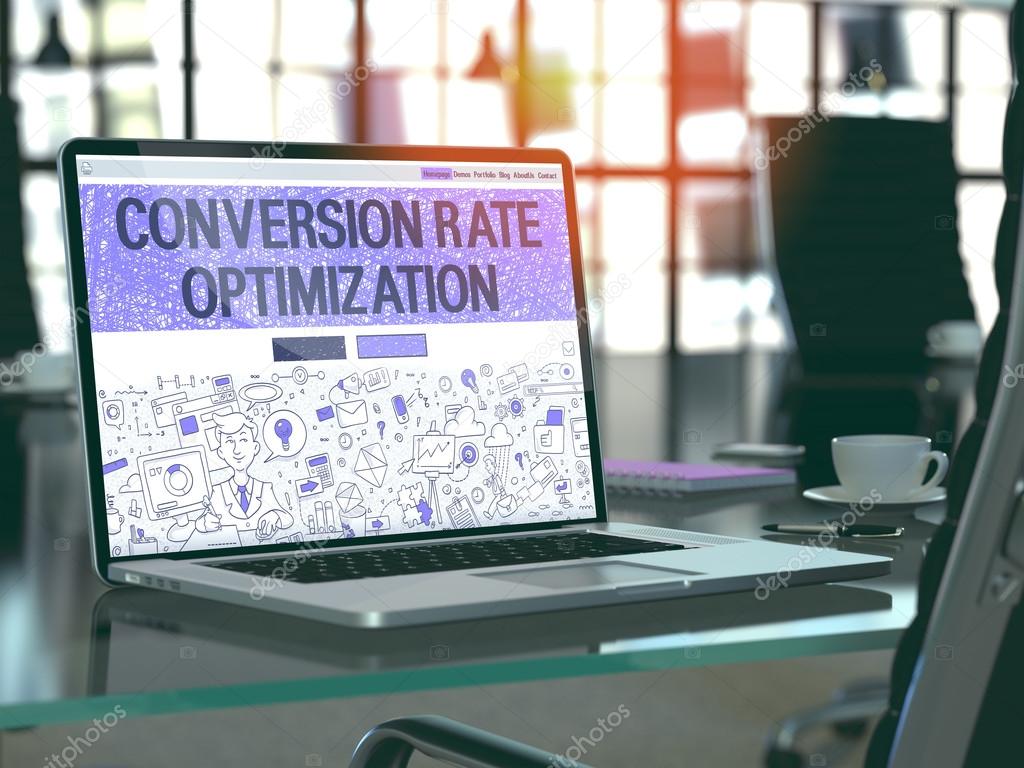 Conversion Rate Optimization Concept on Laptop Screen.