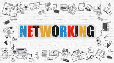 Doodle Tasarım Simgeleri ile Ağ Kavramı.