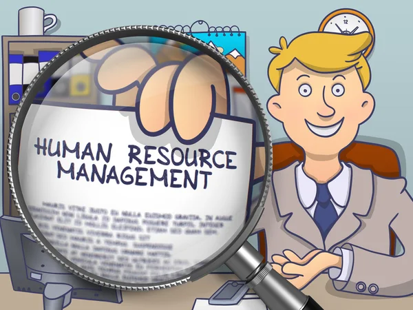 Human Resource Management through Magnifier. Doodle Design. — Stock Photo, Image