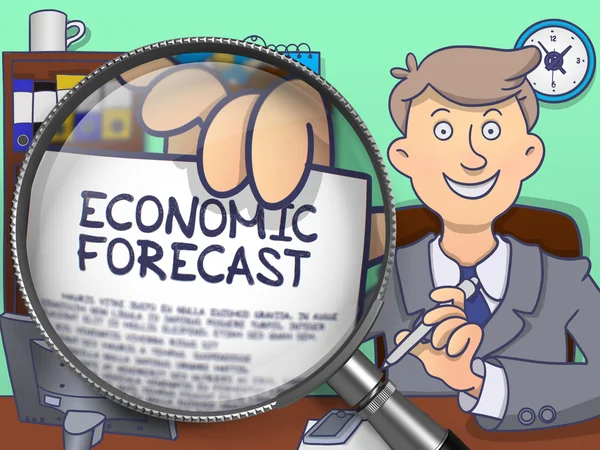 Economic Forecast through Lens. Doodle Concept. — Stock Photo, Image