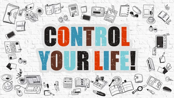 Control Your Life Concept with Doodle Design Icons. — Stock Fotó