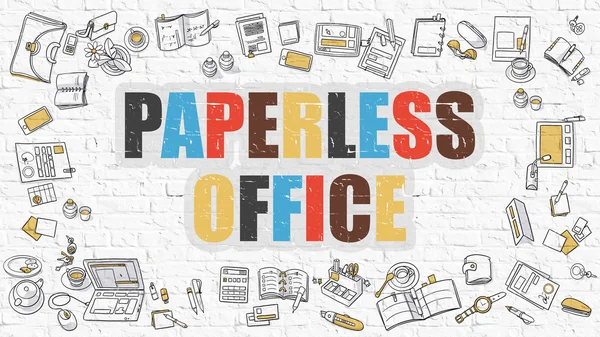 Paperless Office Concept. Multicolor on White Brickwall. — ストック写真