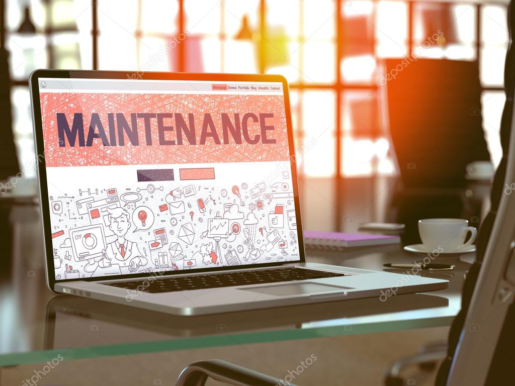 Maintenance on Laptop in Modern Workplace Background.